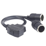 Car OBD To Cigarette Lighter Female Seat Driving Recorder Power Cord, 50cm, 60cm