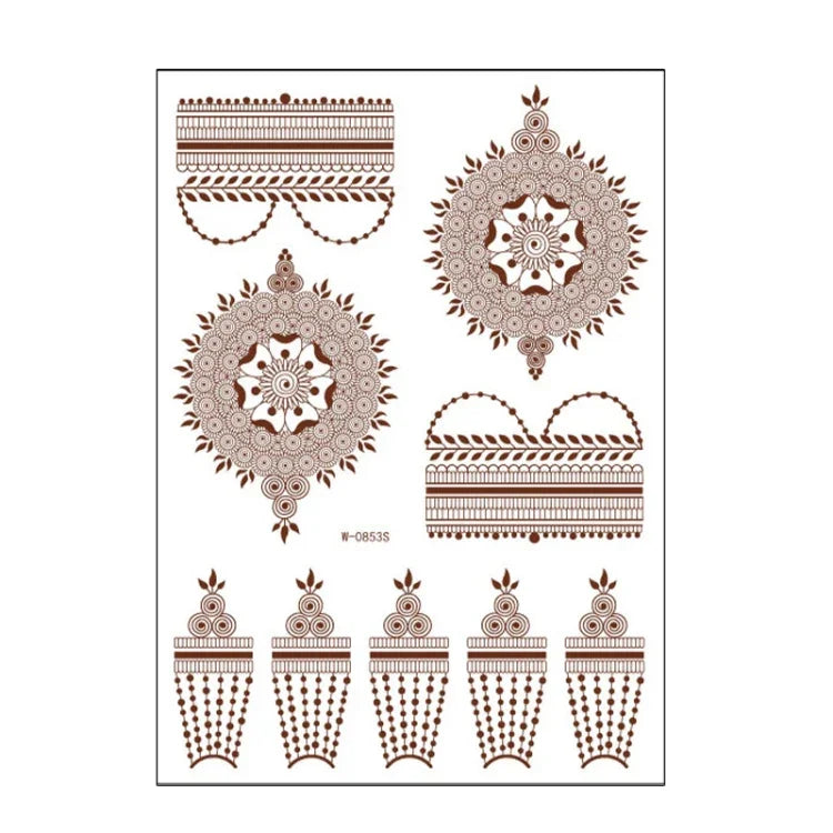 5 PCS Semi Permanent Brown Red Waterproof Lace Tattoo Sticker, 208 x 148mm