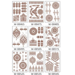 5 PCS Semi Permanent Brown Red Waterproof Lace Tattoo Sticker, 208 x 148mm