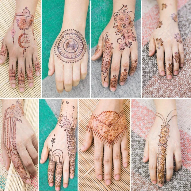 5 PCS Semi Permanent Brown Red Waterproof Lace Tattoo Sticker, 208 x 148mm