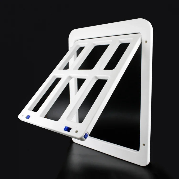 Pet Plaid Door For Screen Window Door Hole With Automatic Closure Lockable, 34cmx 44cm White