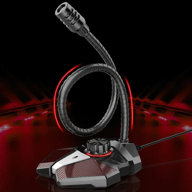 JK Omni-directional Pick-up Microphone Built-in Sound Card  Flexible Gaming Mic, 3.5mm