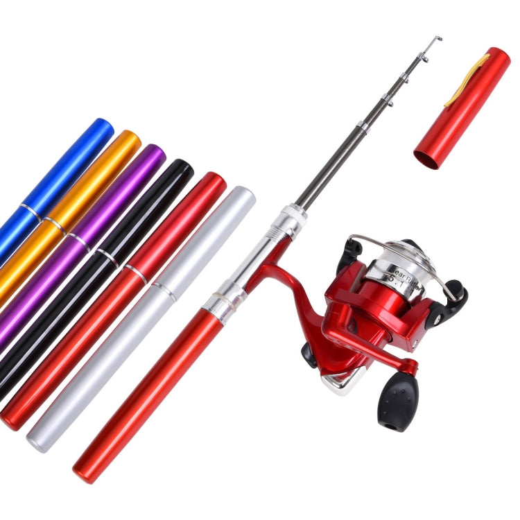 LEO Pen Type Fishing Rod & Spinning Wheel Fishing Reel Portable Pocket Fishing Gear, H8022 Silver, H8022G Gold, H8022PU Purple