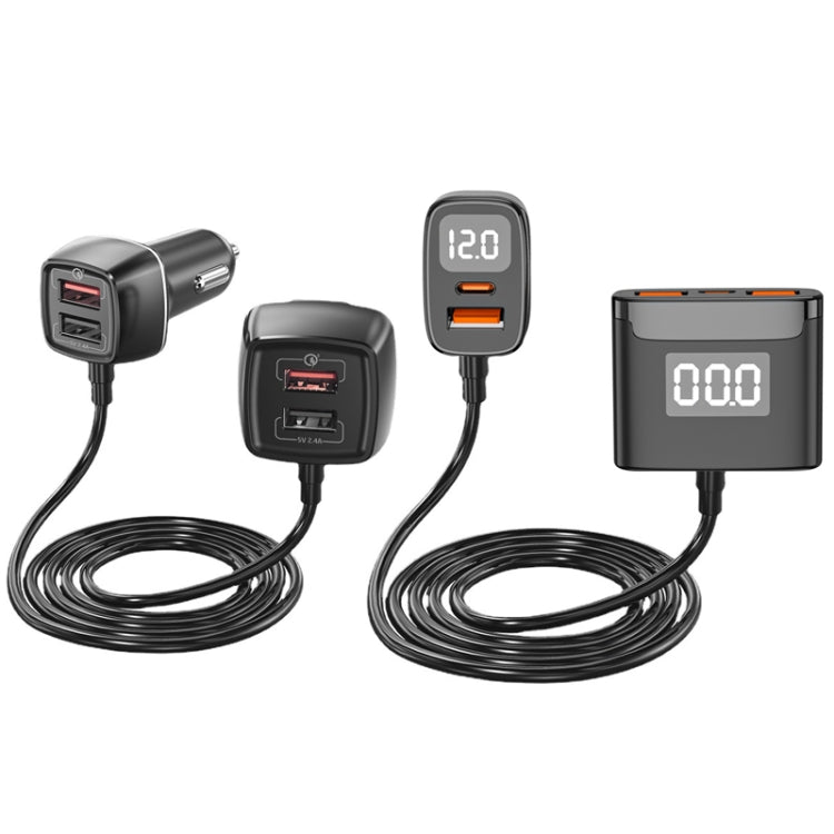 One For Four Car Charger QC3.0 Fast Charge 4USB Car Front And Rear Seat Car Charger, Style:, Upgraded Edition