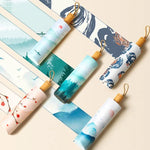 Retro Tri-Fold Wooden Handle 16-Bone Folding Sunscreen Parasol, Yunchun Tree, Sunset Mountains, Jiangnan Yi, Ao Hanmei, Chrysanthemum City