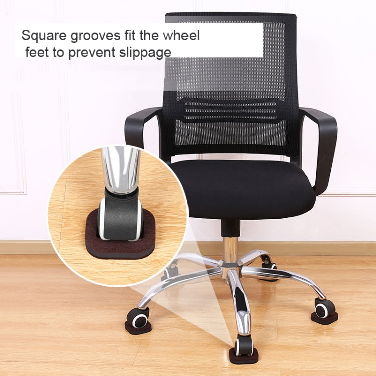 5 PCS Computer Seat Pulley Holder Chair Roller Non-slip Pad, Square Bean-colored Felt Bottom, Square Brown Felt Bottom, Round Bean Color Plastic Bottom, Round Black Plastic Bottom
