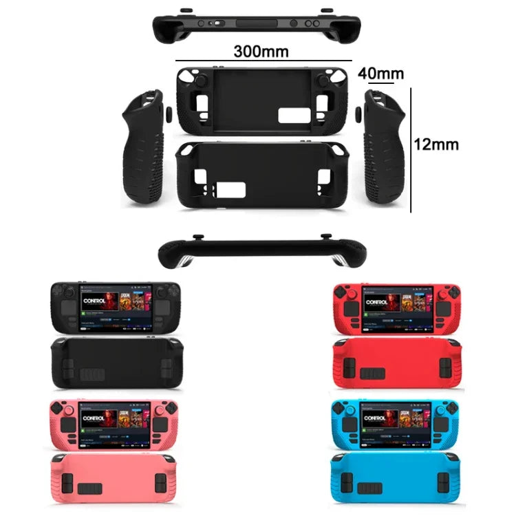 All-Inclusive Silicone Cover With Button Cap For Steam Deck, (Black), (Blue), (Red), (Pink)