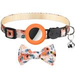 Anti-Lost Printed Bow Pet Collar with Bell for AirTag 2nd Gen / AirTag 1st Gen, Yellow, Blue, Pink, Deep Blue, Orange, Mint Green