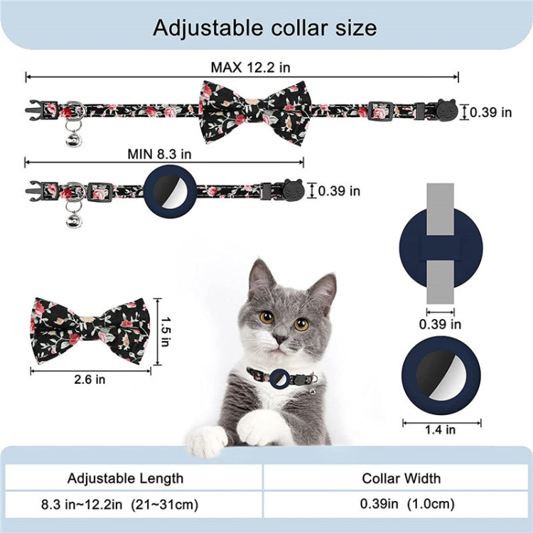Anti-Lost Printed Bow Pet Collar with Bell for AirTag 2nd Gen / AirTag 1st Gen, Yellow, Blue, Pink, Deep Blue, Orange, Mint Green