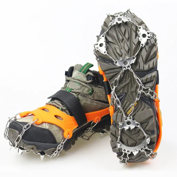 1 Pair  23 Spikes Crampons Outdoor Winter Walk Ice Fishing Snow Shoe Spikes,Size:, M Orange, L Orange, XL Orange, M Black, L Black, XL  Black