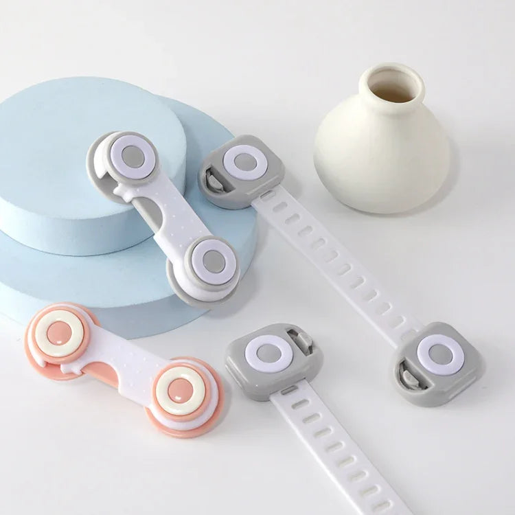 10 PCS Children Household Anti-opening Drawer Door Safety Lock, Long White Gray