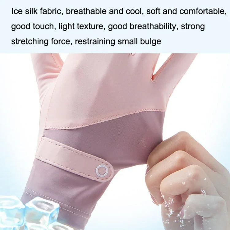 FSN02 1pair UV Resistant Ice Silk Breathable Cool Non-Slip Cycling Driving Thin Gloves, Free Code
