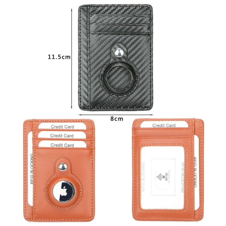 TQ-319 Anti-Theft Anti-Lost Tracker Leather Card Holder For AirTag 2nd Gen / AirTag 1st Gen, Carbon Fiber (Black), Carbon Fiber (Gray), Carbon Fiber (Blue), Carbon Fiber (Brown), Flat Pattern (Black), Flat Pattern (Red), Flat Pattern (Gray)