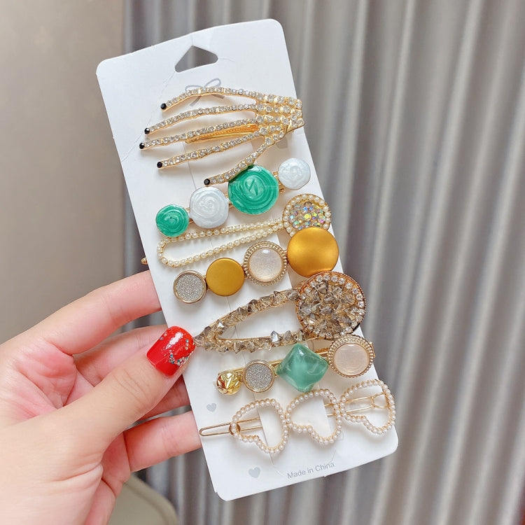Alloy Colorful Hairpin Headgear Pearl Rhinestone Clip Set, 8PCS/Set Heavy Work, 8PCS/Set Cherry, 8PCS/Set Pink Cherry, 8PCS/Set Starfish, 7PCS/Set Mermaid, 4PCS/Set Light Blue, 6PCS/Set Purple, 7PCS/Set Yellow Heart, 7PCS/Set Diamond Hand              ...
