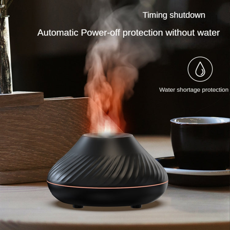 DQ705 Volcanic Flame Aroma Diffuser Essential Oil Lamp Air Humidifier with Color Night Light, DQ705(Beige), DQ705(Black)