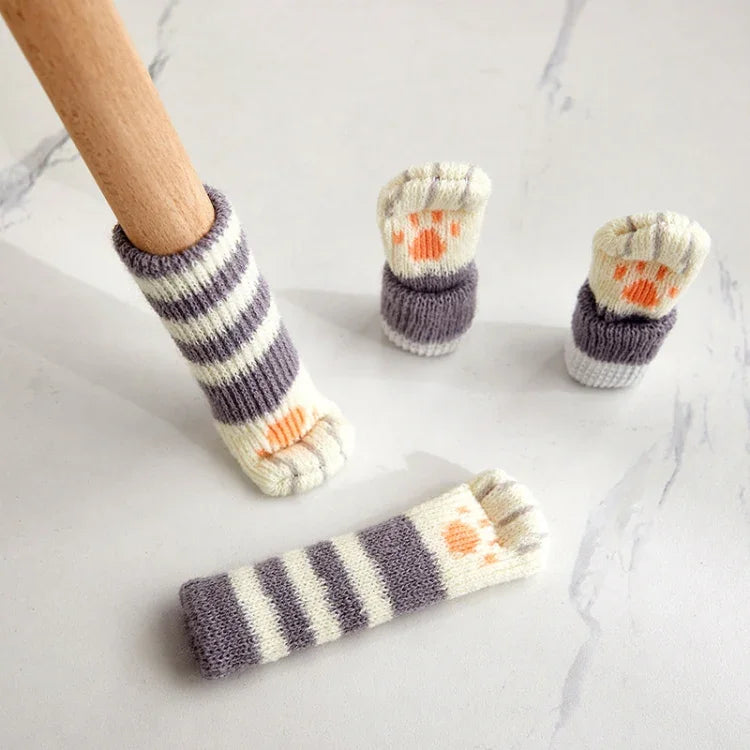 1 Set Double Knit Wear-Resisting Table Stool Leg Mute Protective Cover, Brown, Light Gray, Deep Gray, Black, Flower Brown, White, Light Coffee