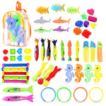 Diving Swimming Pool Toys Children Summer Water Toys, 4PCS Torpedo, 3PCS Octopus, 4PCS Hard Ring, 4PCS Soft Ring, 3PCS Small Seaweed, 3PCS Big Seaweed, 8PCS Small Stones (large), 8PCS Big Stones (small), 4PCS Sea Horses, 4PCS Sharks, 3PCS Fish Bones   ...