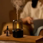 120ML Simulated Candlelight Aroma Diffuser USB Home Atmosphere Night Light Humidifier, DQ702 (Black), DQ702 (Beige)