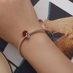 SCC2403 Halloween Rose Skull Skeleton Pearl 925 Silver Bracelet Accessories, SCC2403