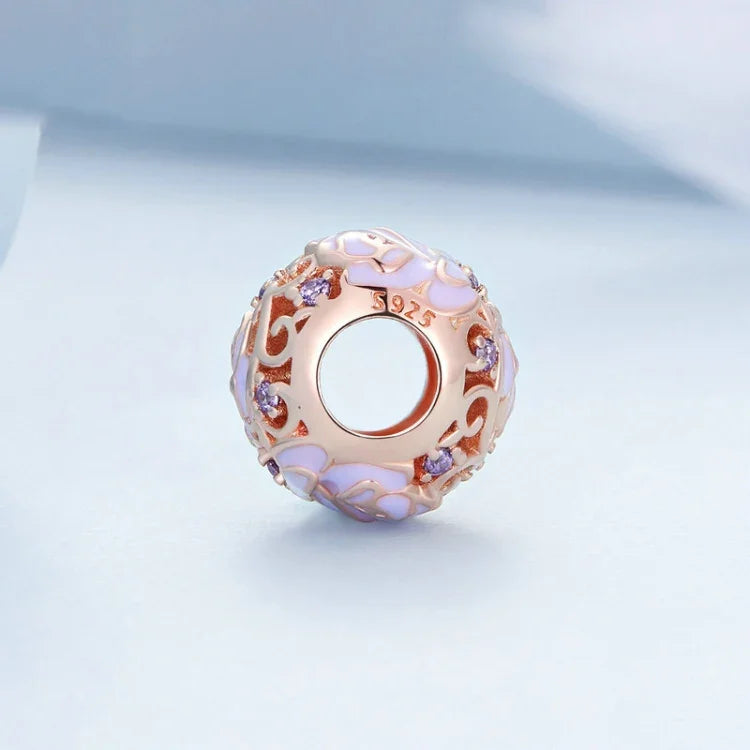 BSC644 S925 Silver Purple Rose Beads Electroplating Hollow DIY Bead Accessories, BSC644