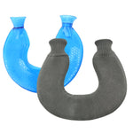 U-shaped PVC Hot Compress Shoulder And Neck Explosion-proof Water Injection Hot Water Bag, Blue + Gray Crystal, Blue + Navy Crystal, Blue + Green Snowflake Knitted, Blue + Gray Knitted, Blue + Cyan Knitted, Blue Light Cyan Knitted