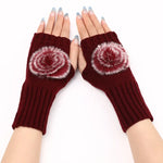 Autumn And Winter Women Fingerless Fur Ball Gloves Knitted Wool Warm Sleeves, Black, White, Dark Gray, Light Grey, Coffee, Wine Red, Khaki, Cream Color
