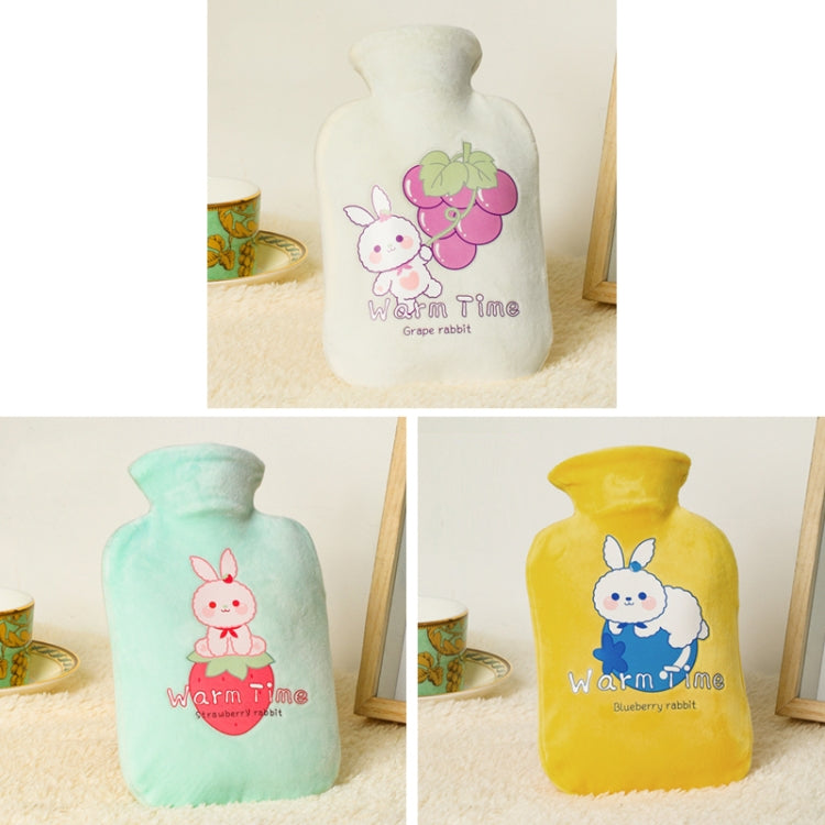 Cartoon Velvet Cover Thickened Explosion-Proof PVC Water-Filled Hot Water Bag, 500ML Milky White, 1000ML Milky White, 2000ML Milky White, 500ML Light Green, 1000ML Light Green, 2000ML Light Green, 500ML Yellow, 1000ML Yellow, 2000ML Yellow