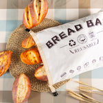 Cotton TPU Bread Bag With Clasp Reusable Storage Bag, Bread Bag Beige, Bread Bag White