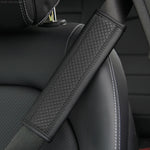 Fiber Leather Embossed Car Seat Belt Shoulder Cover Protector, 6.5X23cm