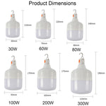 AB26 USB Charging LED Bulb Night Market Stall Lights Outdoor Camping Hanging Lamp, Power:, 30W (White), 60W (White), 80W (White), 100W (White), 200W (White), 300W (White), 80W (Orange), 100W (Orange), 200W (Orange), 300W (Orange)