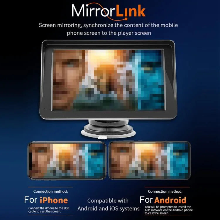 7 inch AHD Wireless CarPlay Car MP5 Player, Support Mobile Phone Interconnection, B5300 With Camera