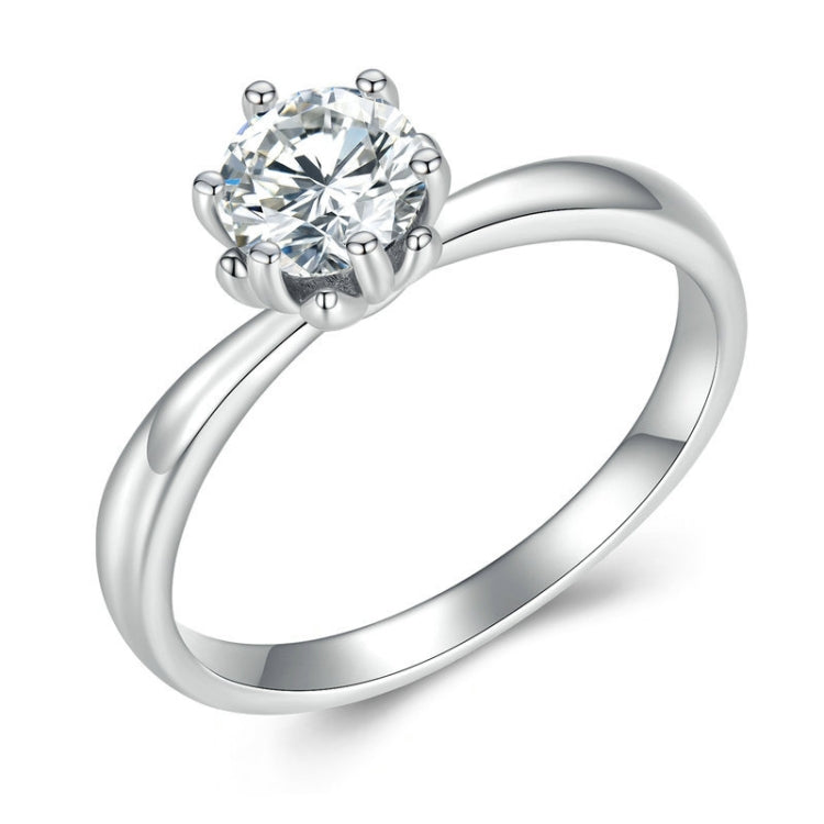 MSR006 Sterling Silver S925 Six Claw Moissanite Ring White Gold Plated Jewellery, No.6, No.7, No.8