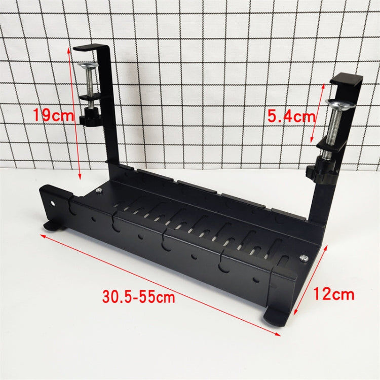Stretchable Under Desk Cable Management Tray Carbon Steel Cable Organizer Cable Storage Rack, Stretchable Black, Stretchable 30.5-55CM