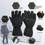 Outdoor Sports Ski Heated Warm Touchable Gloves, Black, Black+USB Cable