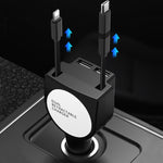 3 In 1 3.1A Dual USB Single Pull Retractable Fast QC3.0 Car Charger, Red, White, Blue, Green, Black