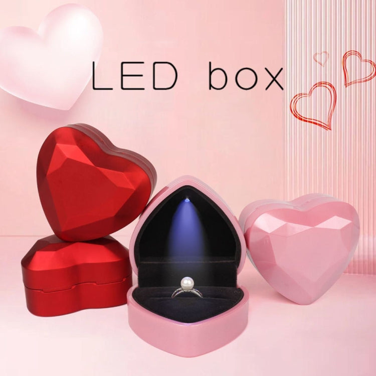 017015-20 Heart-shaped LED Light Ring Necklace Storage Box without Jewelry, Spec:, Pendant(White), Pendant(Red), Pendant(Gold), Pendant(Blue), Pendant(Black), Ring(White), Pendant(Pink), Ring(Red), Ring(Gold), Ring(Blue), Ring(Black), Ring(Pink)