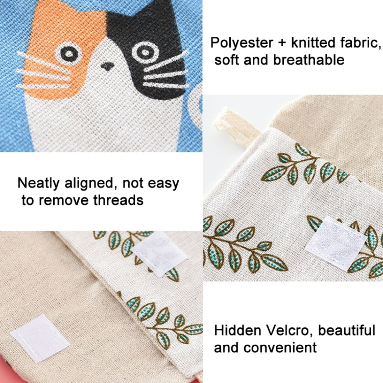 8pcs Cotton and Linen Sanitary Napkin Storage Bag Handy Clutch Bag, Black -bottomed White Tree, Gray Camel, Lucky Cat, Leaves, Blue Cat, Turtle
