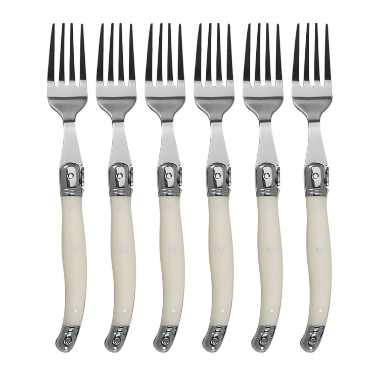 Stainless Steel Knife Fork Spoon Set Plastic Handle Western Tableware, 6 Tea Spoons, 6 Forks, 6 Spoons