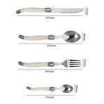 Stainless Steel Knife Fork Spoon Set Plastic Handle Western Tableware, 6 Forks, 6 Spoons, 6 Tea Spoons