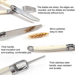 Stainless Steel Knife Fork Spoon Set Plastic Handle Western Tableware, 6 Forks, 6 Spoons, 6 Tea Spoons