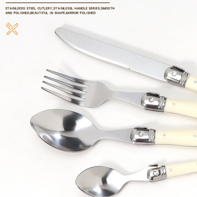 Stainless Steel Knife Fork Spoon Set Plastic Handle Western Tableware, 6 Forks, 6 Spoons, 6 Tea Spoons