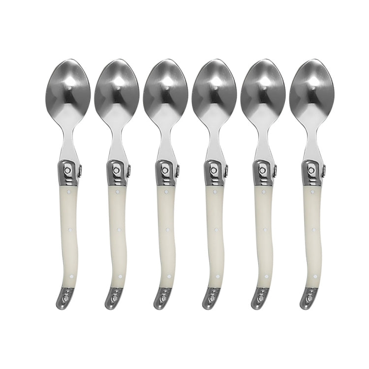 Stainless Steel Knife Fork Spoon Set Plastic Handle Western Tableware, 6 Tea Spoons, 6 Forks, 6 Spoons