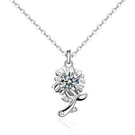 XMA033 925 Silver Necklace Moissanite Sunflower Flower Pendant Jewelry, Green, White, Champagne Yellow
