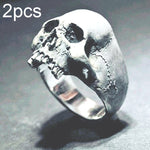 C56213 2pcs Punk Vintage Skull Ring Horror Skull Ring Men Gift, 12, 13, 14