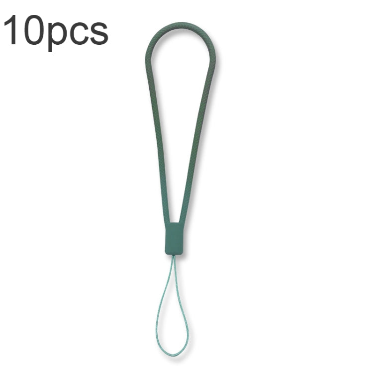 10pcs  Silicone Woven Pattern  Cell Phone Lanyard Anti-loss Hand Rope, Dark Night Green, White, Grass Purple, Light Green, Clove Purple, Antique White, Black, Red, Matcha Green, Lemon Yellow, Shallow Purple, Sand Pink, Sugar Orange, Tea Red