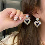 Love Silver Needle Earrings Simple Earrings, E2109-13 White Diamond