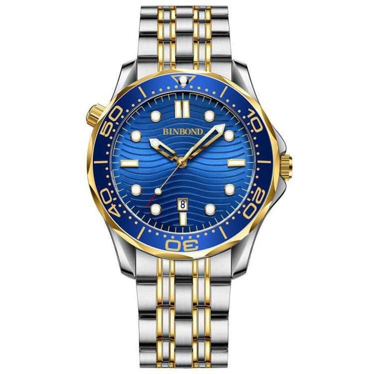 BINBOND B2820 Luminous 30m Waterproof Men Sports Quartz Watch, White Steel Black Surface, White Steel White Surface, White Steel Blue Surface, Inter-gold Black Surface, Inter-gold Blue Surface, Black Steel Black Surface White                           ...