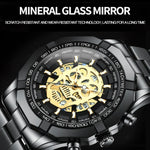 BINBOND S034 30M Waterproof Quartz Watch Skull Skeleton Luminous Watch