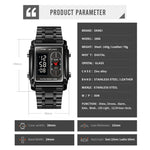 SKMEI 1868 Square Double Display Waterproof Men Watch, Style:, Steel Belt (Rose Gold), Leather Belt (Rose Gold)
