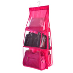 B05005 Double Sided 6 Pocket Hanging Bag Non-woven Fabric Hanging Handbag Organizer, B05005 Purple, B05005 Black, B05005 Grey, B05005 Rose Red, B05005 Green, B05005 Blue